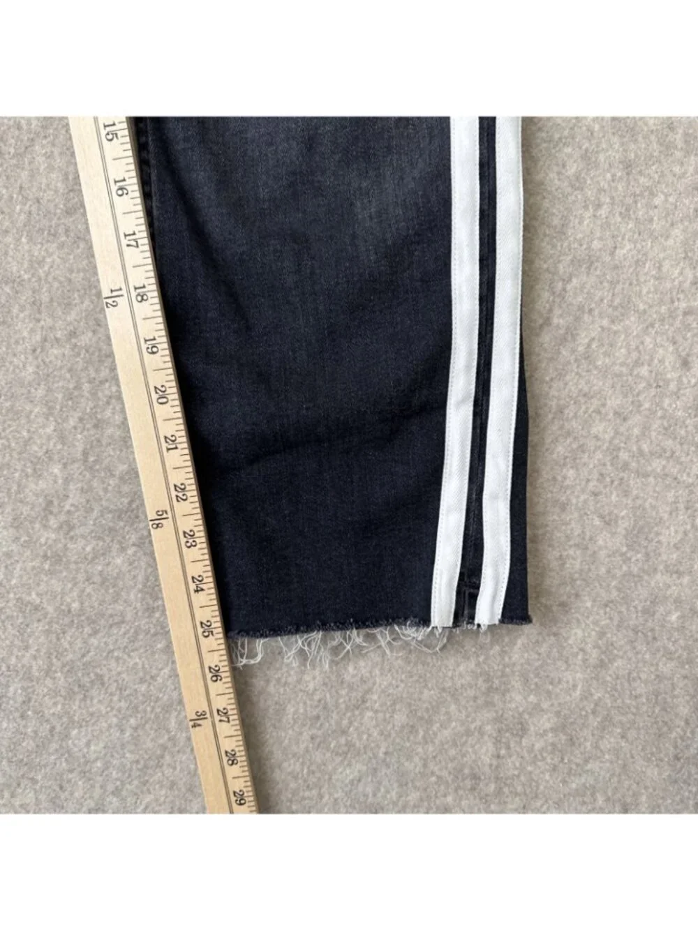 Rag‎ Bone Cate Flare Jeans Womens 29 Charcoal Stripe Mid Rise Ankle Cropped Raw
